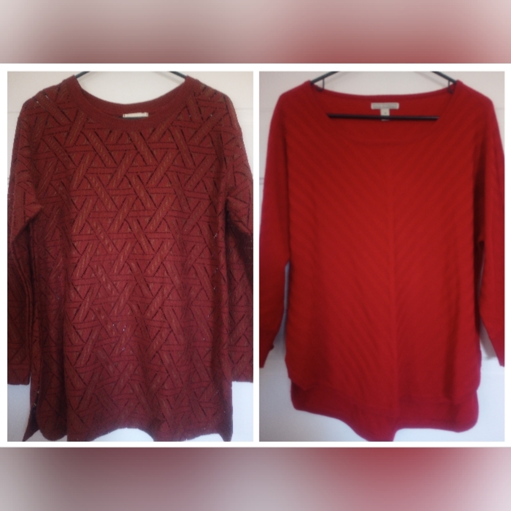 Textured Sweaters In Sienna And Red